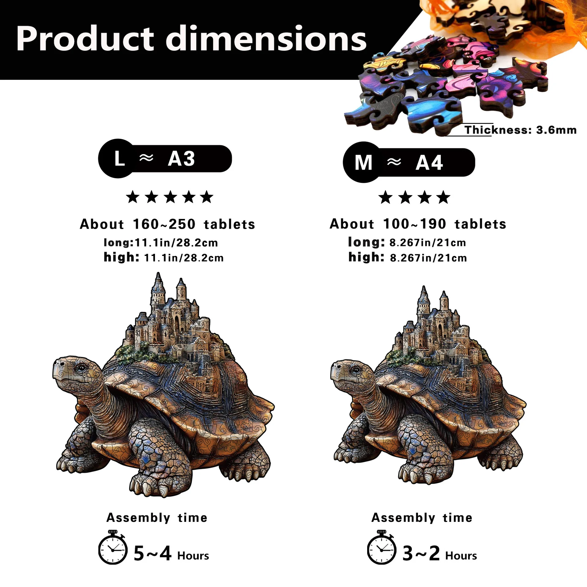 113/174 قطعة السلاحف غير النظامية على شكل بازل قطع لغز خشبي لعبة تخفيف التوتر متعة ألعاب تعليمية هدايا للديكور المنزل