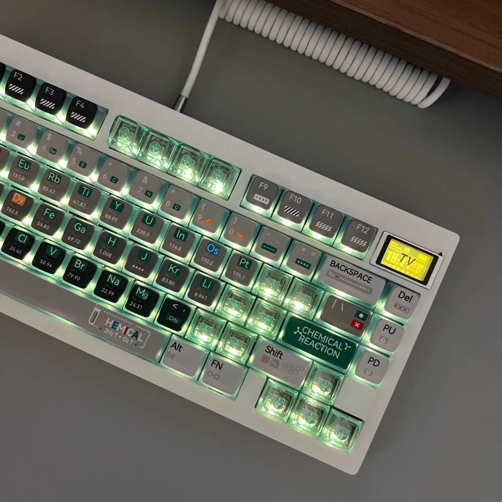 Chemistry Theme Keycap Set PBT Thermal Sublimation Custom Keyboard Cap CBSA Profile Side Translucent KeyCap Keyboard Accessories