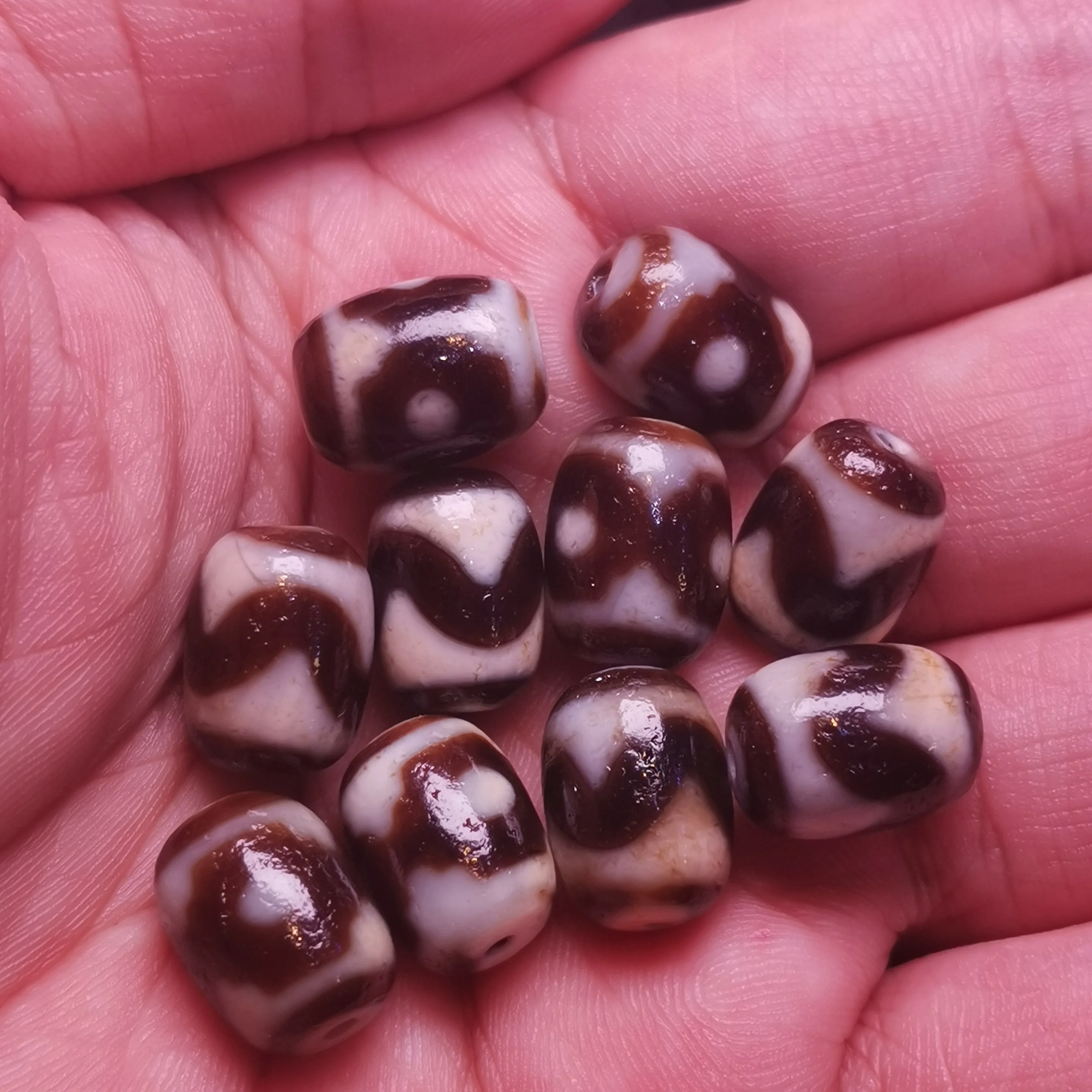 10pcs/lot natural agate dzi Classic barrel beads Weathering lines 15×10mm White hole core Taiwan craftsmanship Accessories