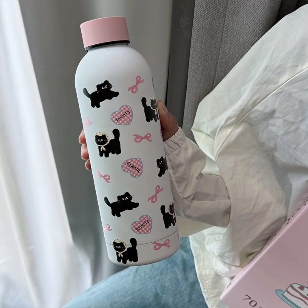 

Durable Stainless Steel Bow Cat Thermal Cup Large Capacity Leakproof Coffee Cup 500ml Water Cup Outdoor Travel