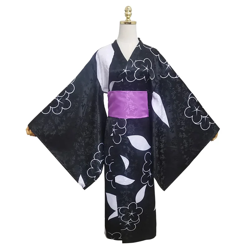 Anime My Dress-Up Darling.Kitagawa Marin Cosplay Costume Dark Pattern Jacquard Kimono Yukata Outfit Full Set