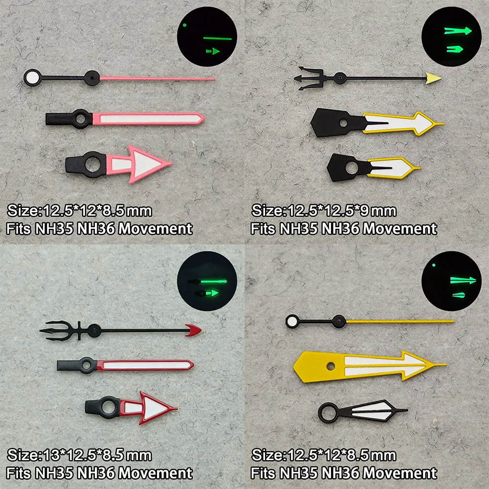 NH35 Needle Watch Accessories Watch Pointer NH36 Hands Pointer Green Super Luminous Suitable for NH35/NH36/NH38/NH70 Movement