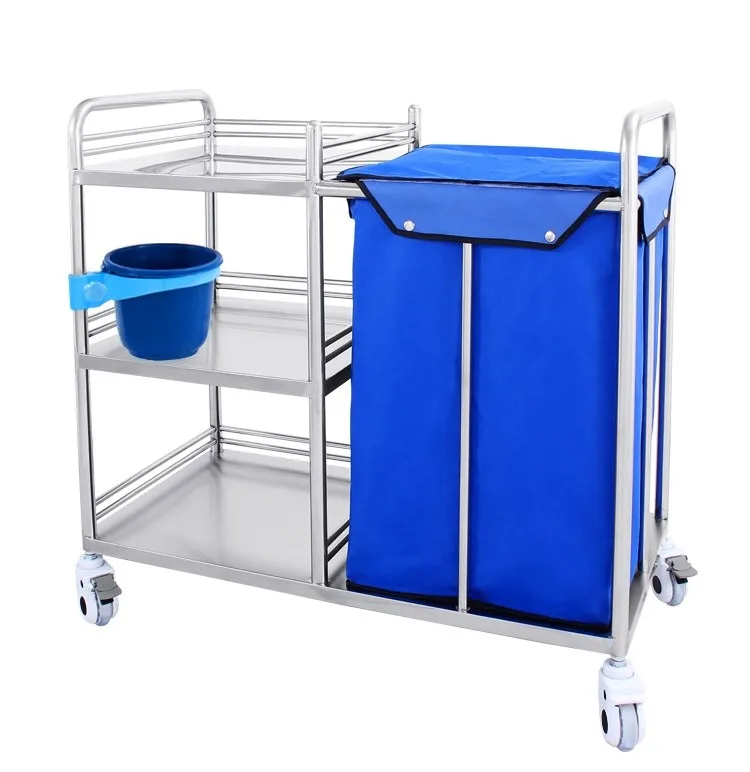 Customized Multi-Function Removable Dirt Bag Hospital Cart Medical Nursing Trolley Car