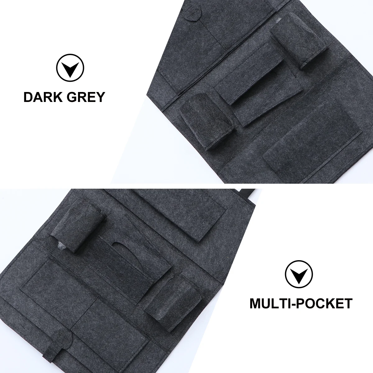 

Car Backrest Organizer Dark Grey Felt Fabric Multi-Pocket Storage for Phones Bottles Tissue Umbrella Car Seat Organizer Backrest