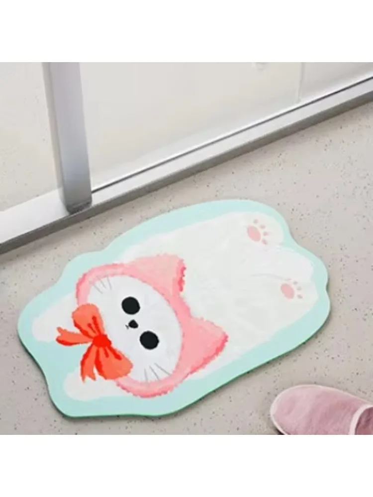 Cartoon flannel floor mat household dirt-resistant and easy to take care of water-absorbing non-slip foot mat bathroom door mat