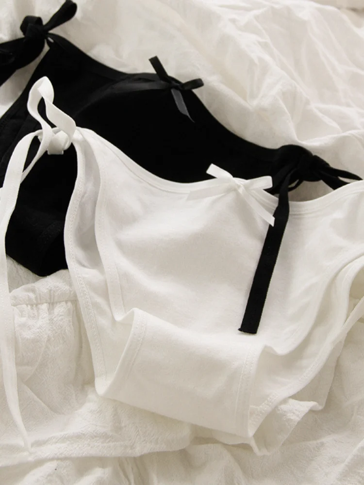 Slip séduisant à lacets avec nœuds charmants pour femmes, sous-vêtements Sexy taille basse, noir et blanc, culotte de Passion Pure de Style japonais JK