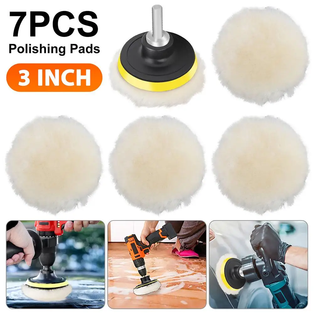 

7 pcs 3 Inch Car Buffing Polishing Pads For Drilling Sponge Kit Waxing Foam Polisher Tool Combination Set Car Accessories