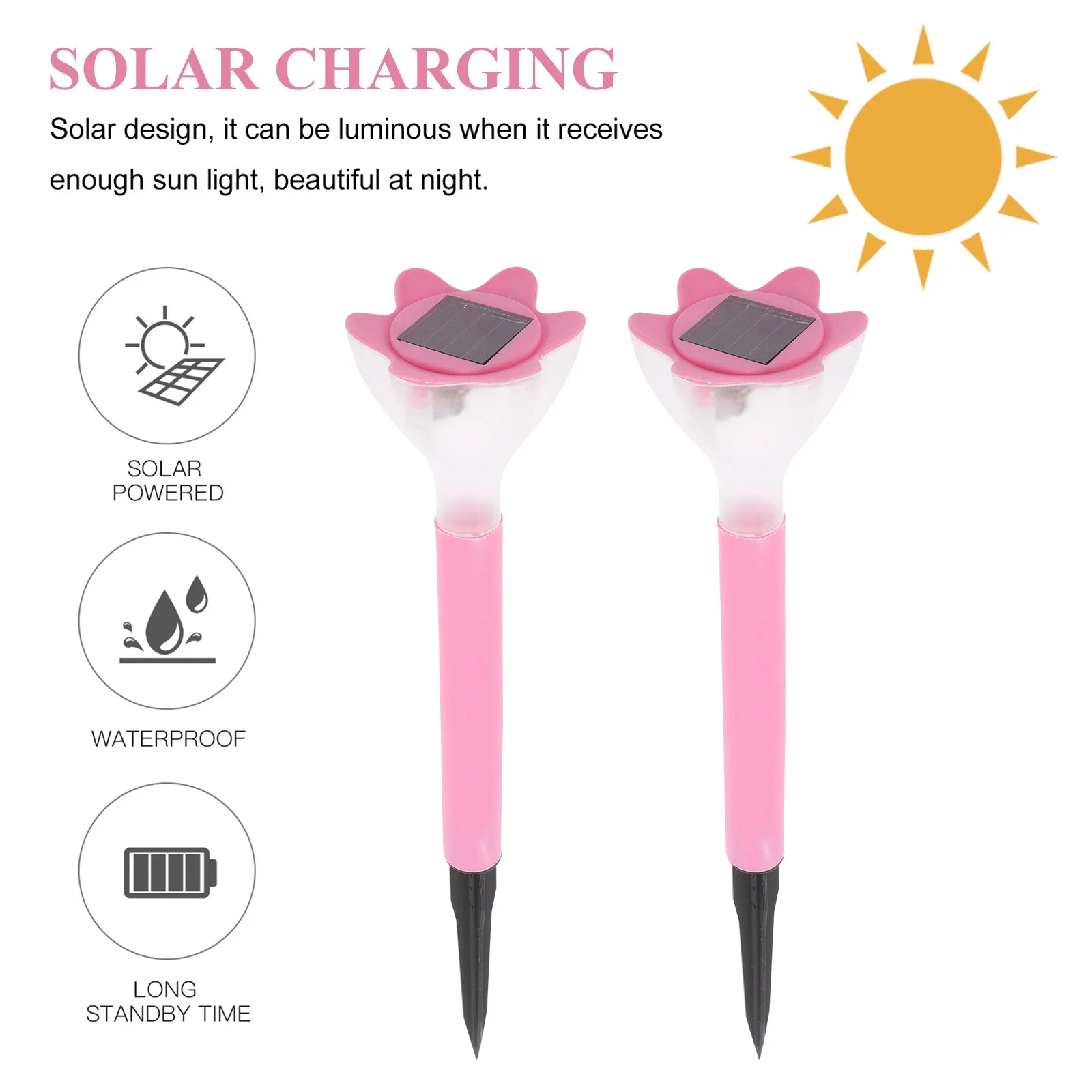

2Pcs Solar Pathway Lights Decorative Flower Design Outdoor Garden Stakes Solar Powered Lighting for Lawn Yard Patio