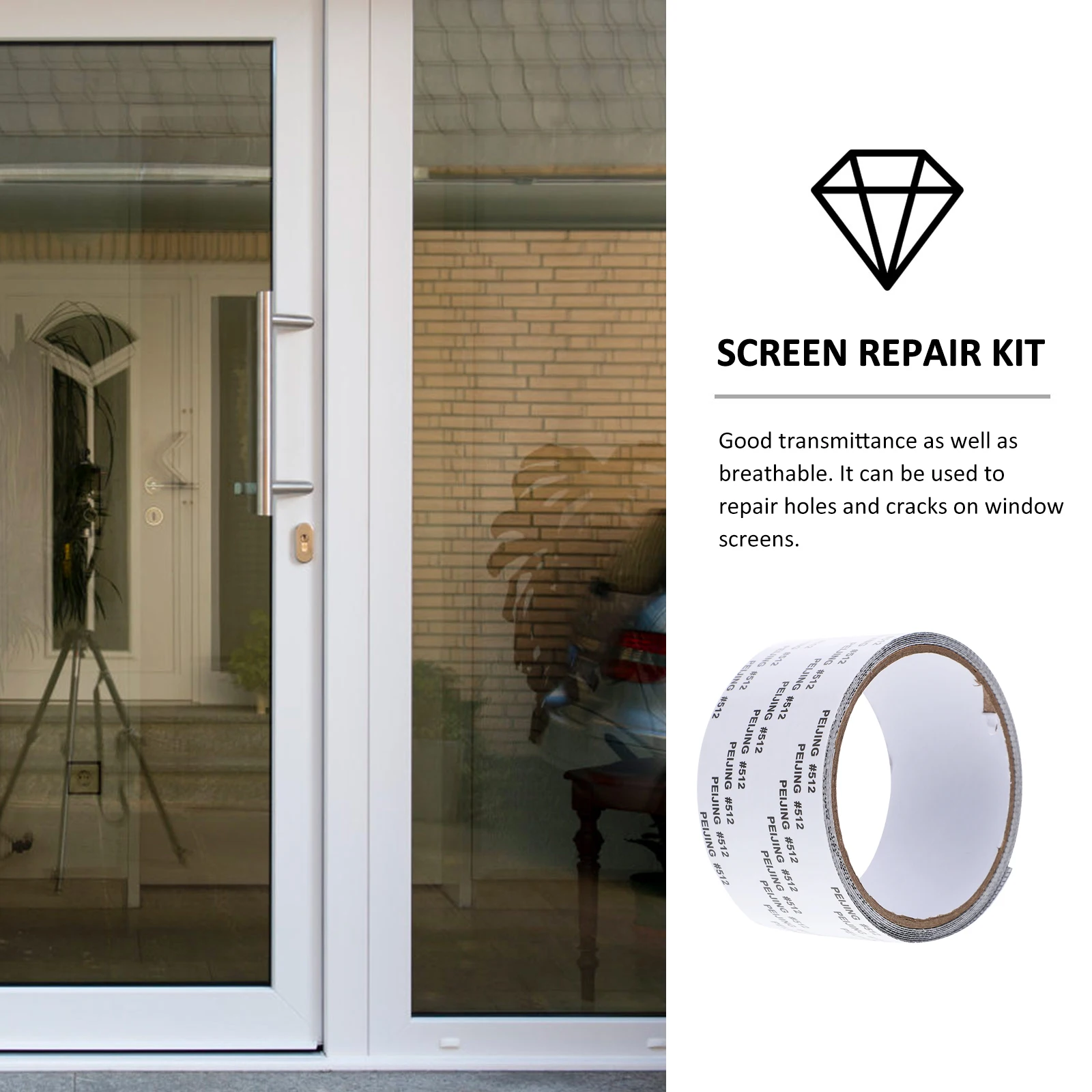 

1 Roll Pvc Self-Adhesive Screen Repair Tape Strong Durable Tear Resistant Cuttable Instant Fix For Holes Rips Window Screen Mesh