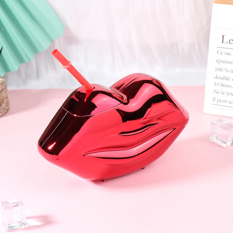 1Pc 700ML Unique Lip-Shaped Cups With Straw Flash Cocktail Cup Nightclub Bar Party Straw Wine Glass Drinking Syrup Tea Bottle