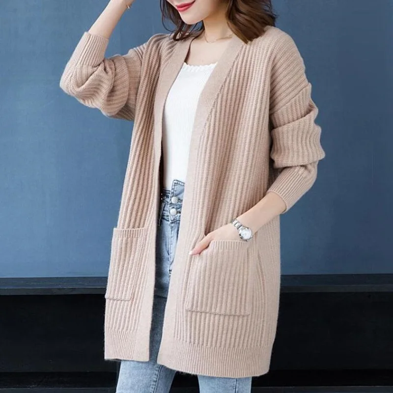 

2022 Autumn Winter Women Knitted Loose Cardigan Sweater Female Cardigans Long Sleeve Women Casual Coat Jacket Ladies Outerwear