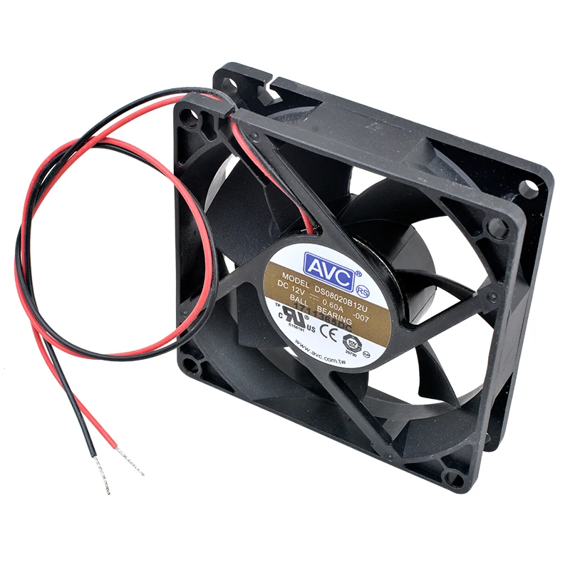 DS08020B12U 8cm 80mm fan 80x80x20mm DC12V 0.60A 2 lines double ball bearing High volume cooling fan for power supply