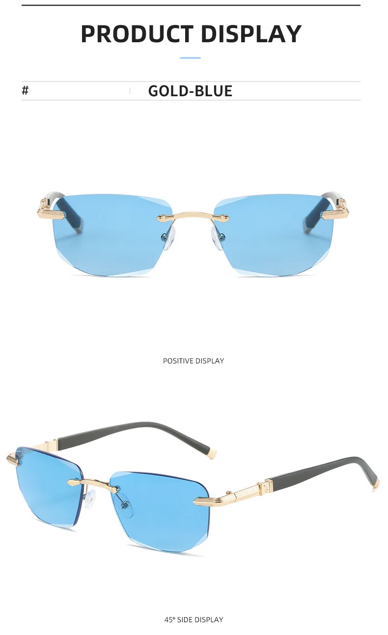 CRIXALIS Anti-Blaulicht-Lesesonnenbrille für Damen, modisch, rechteckig, rahmenlos, presbyopische Brille, Herren, optische Brillen, UV400 – Detail 11