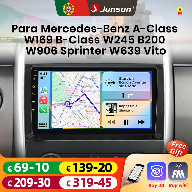 Image of Junsun 8-Kern Radio Carplay Android Auto Autoradio für Mercedes Benz W169 W245 B200 W906 Sprinter W639 Vito GPS Multimedia