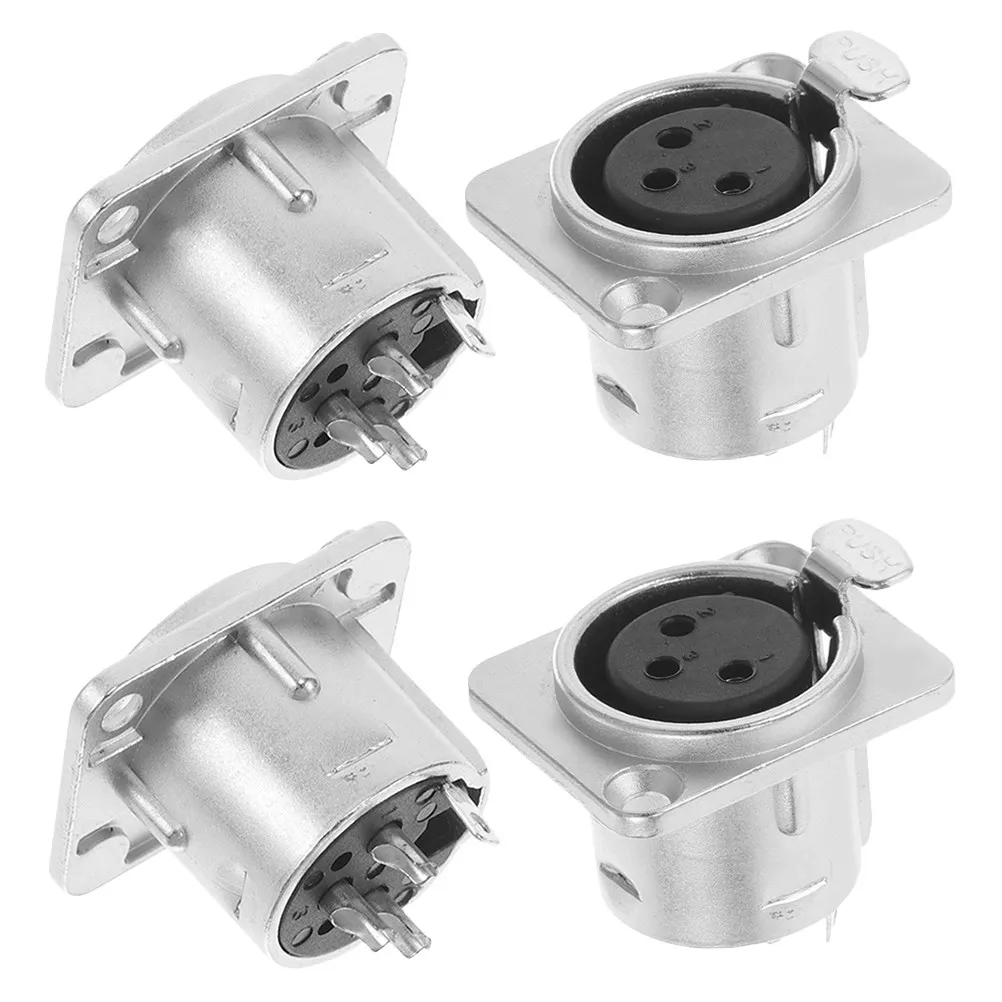 4Pcs Xlr Female 3 Pin Panel Mount Audio Socket Metal Microphone Connector for Professional Use Xlr Panel Mount