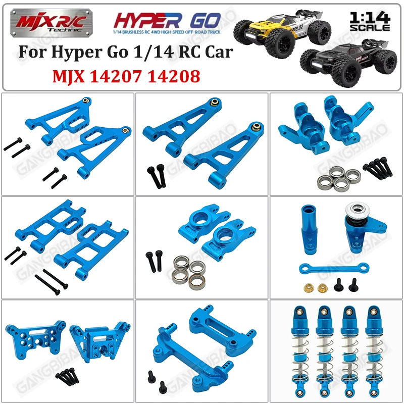 Metallzubehör für MJX 14207 14208 Hyper Go 1/14 RC Metall-Schwingarm Lenkungsgelenk Zugstangen-Baugruppe Stoßdämpfer Getriebeteile