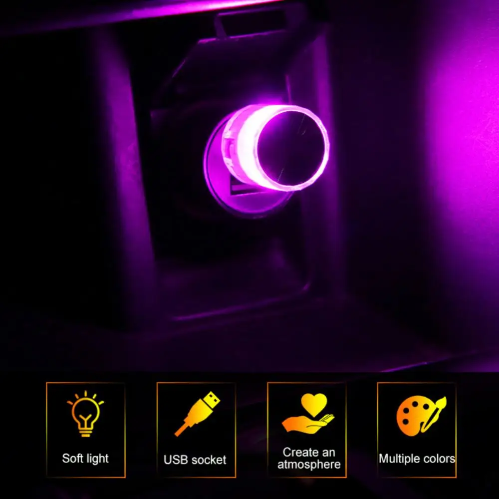 Mini LED Car Light USB Auto Interior Atmosphere Light Emergency Lighting PC Auto Colorful Light Car Decorative Lamp Accessories