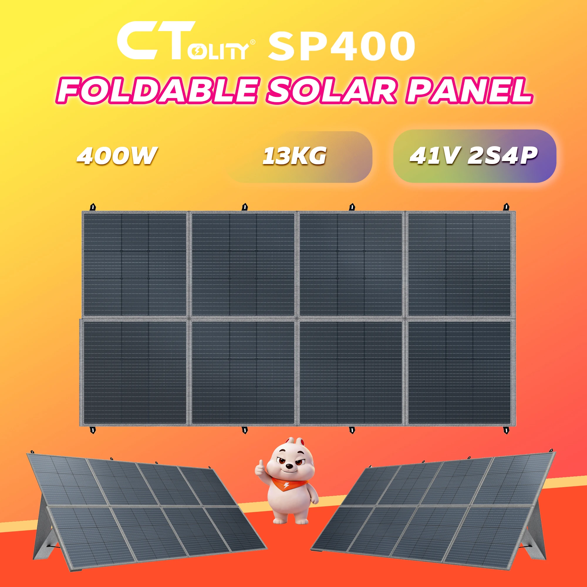 CTOLITY 400W Solar Panel SP400-ETFE IP65 Waterproof 41V 9.8A Off Grid Solar