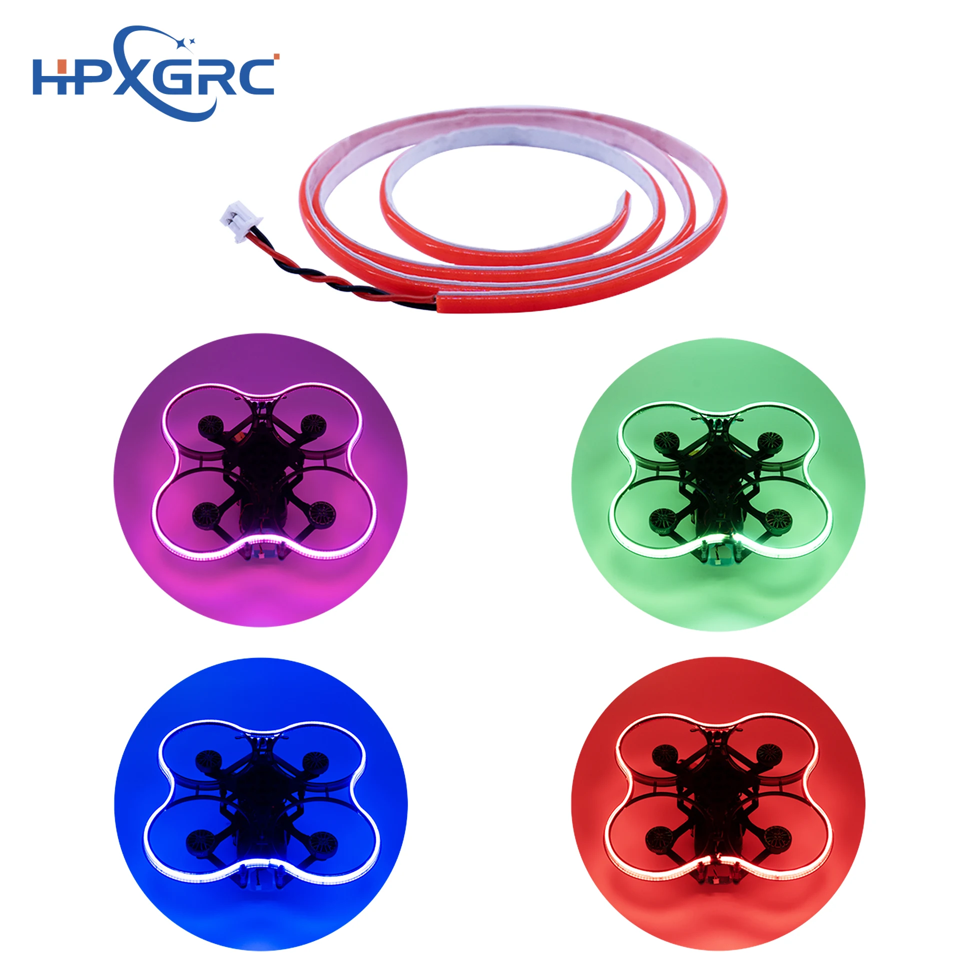 HPXGRC LED Red/Green/Pink/Blue Strip (Plug & Play) No Soldering Required, Suitable for HPXGRC FPV Drone DIY Parts