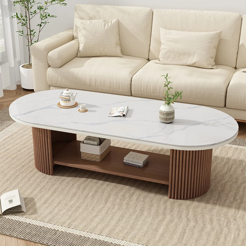 

Wabi Sand Wind Slate Solid Wood Coffee Table Cream Wind Small Apartment Living Room Tea Table Light Luxury