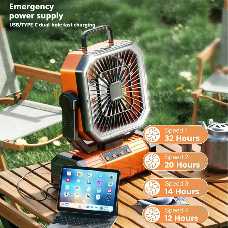 

USB-портативные циркуляторы воздуха, беспроводные вентиляторы со светодиодной подсветкой и крючком, уличный вентилятор для палатки, автомобиля, путешествий, портативный потолочный вентилятор для кемпинга