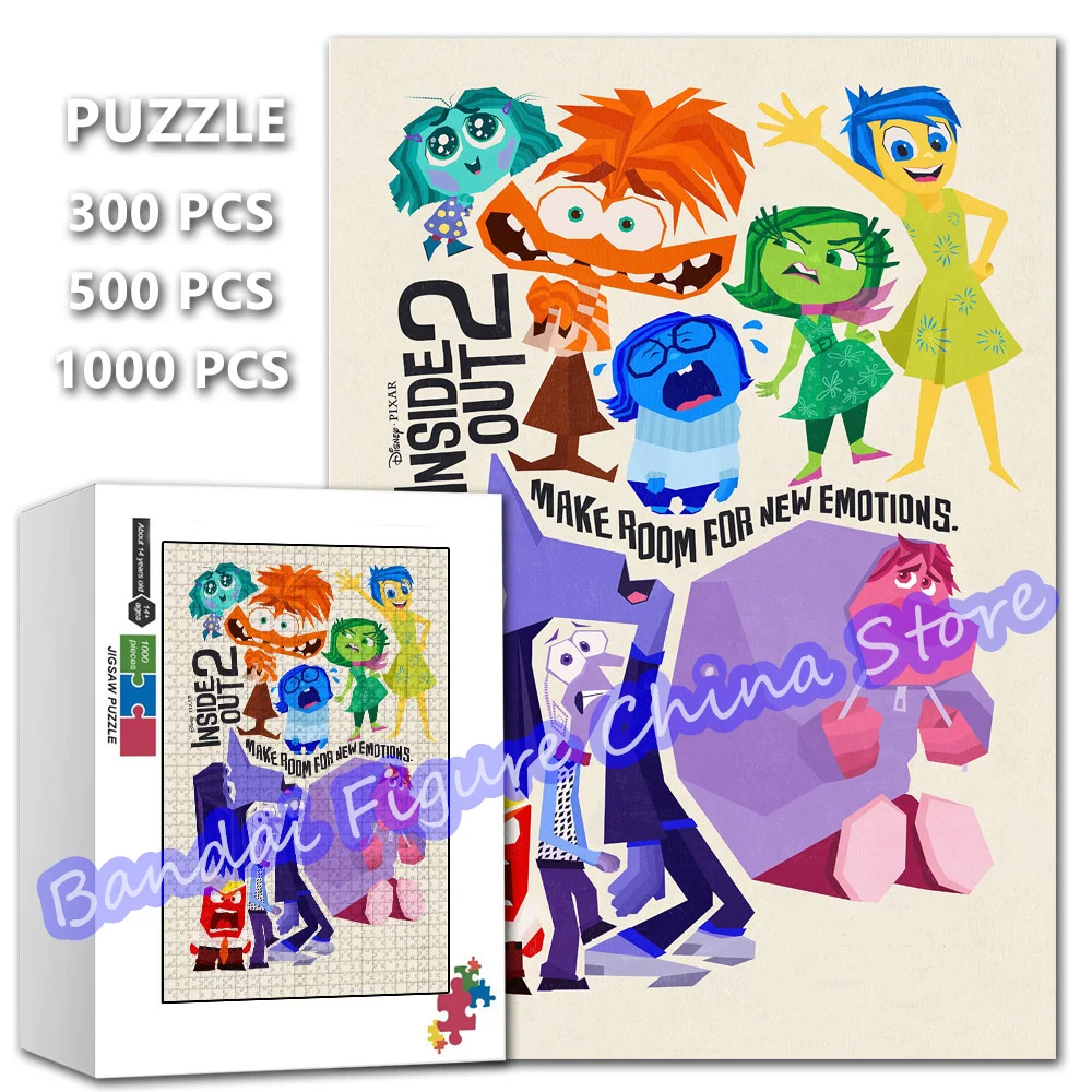 

300/500/1000 Pieces Inside Out Series Jigsaw Puzzle Disney Cartoon Movies Print Puzzle for Kids Education Toys Christmas Gifts