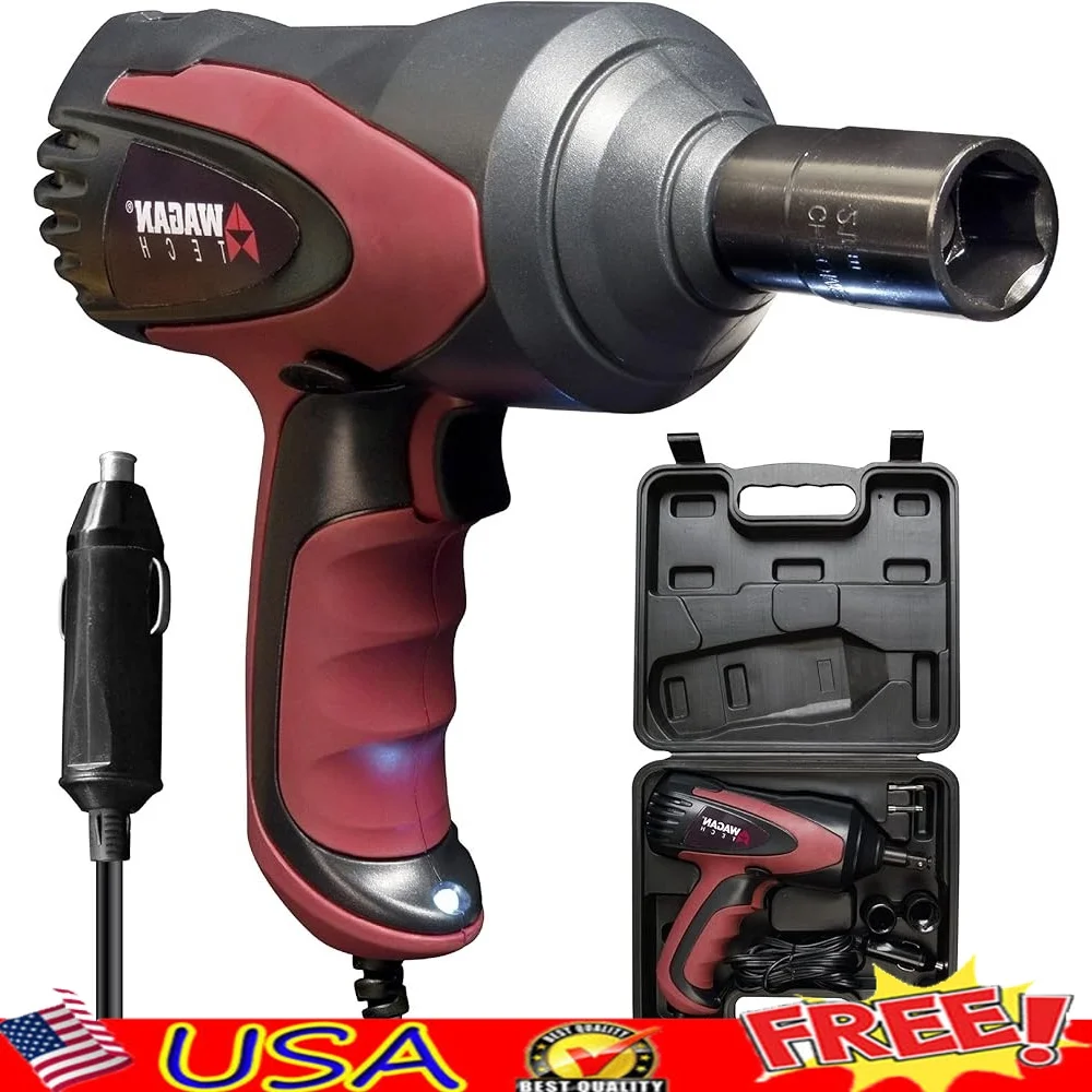 

Electric Impact Wrench 12V 1/2 inch Mighty Tool 271 ft-lbs Torque Kit Tire Repair Sockets Included Integrated Level 5000 rpm