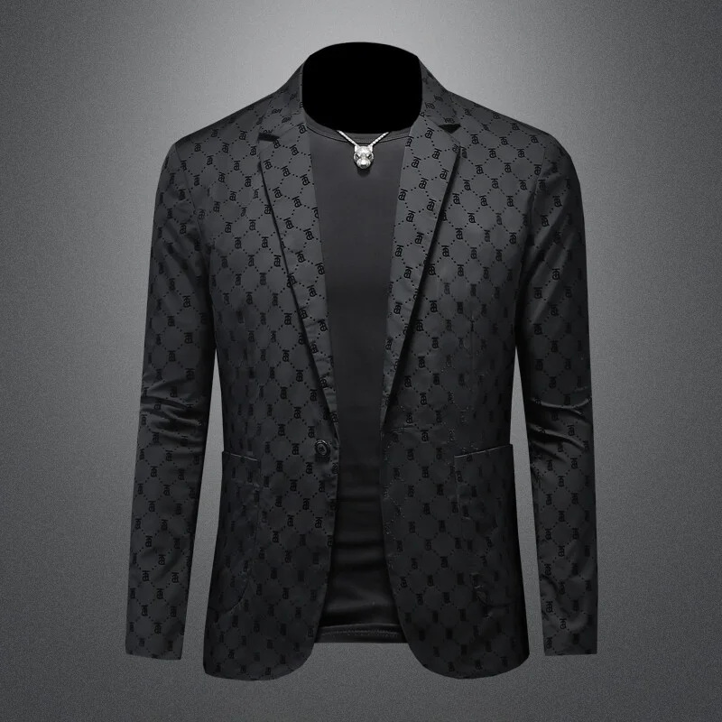 

Autumn 2024 Men's Casual Thin Suit Jaet Busin Leisure Youth Trendy High-End Feeling Stand Fit Polyester Fiber