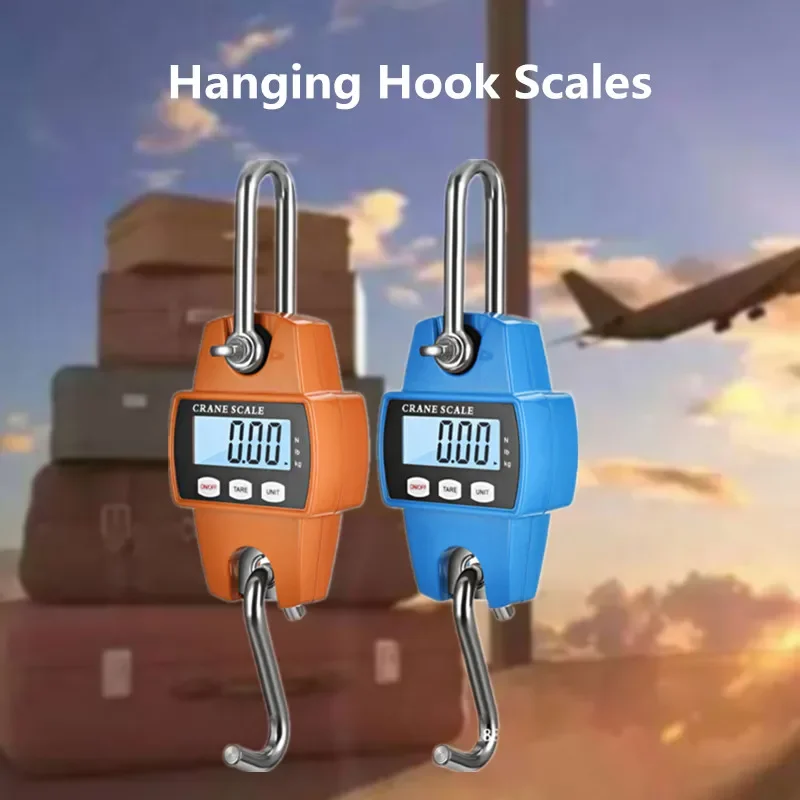 300kg LCD Digital Luggage Scale Heavy Duty Hanging Hook Scales Portable Digital Stainless Steel