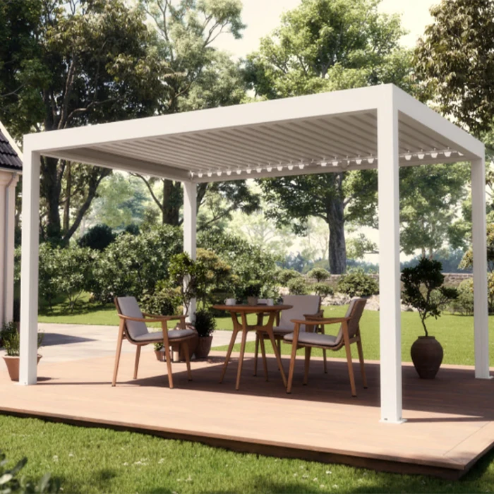 OEM Factory Bioclimatic Motorized Aluminium Pergola Powder Coated Finish 3X33X44X4,6X4m Sizes for Outdoor Garden Balcony Use