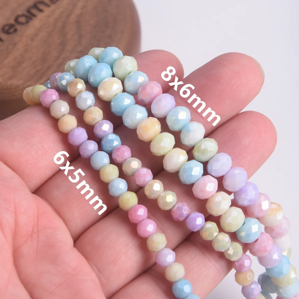 Mixed Colors Rondelle Shape 6x5mm 8x6mm Faceted Opaque Glass Loose Spacer Beads Lot For Jewelry Making DIY Bracelet Findings - Image 2
