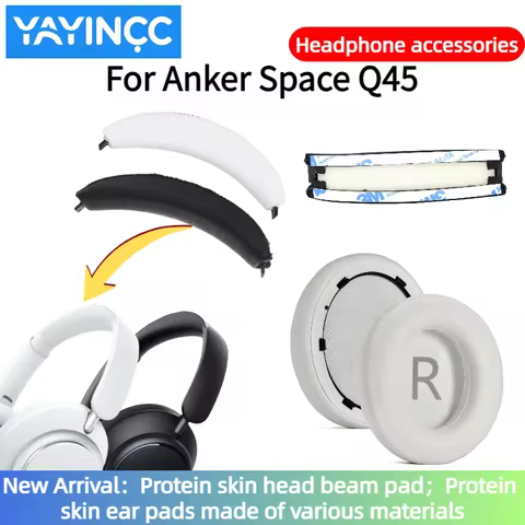 Replacement Head beam cushion /protein leather/Mesh /Ice gel For Anker Space Q45 Gaming Headset Earmuffs repair parts