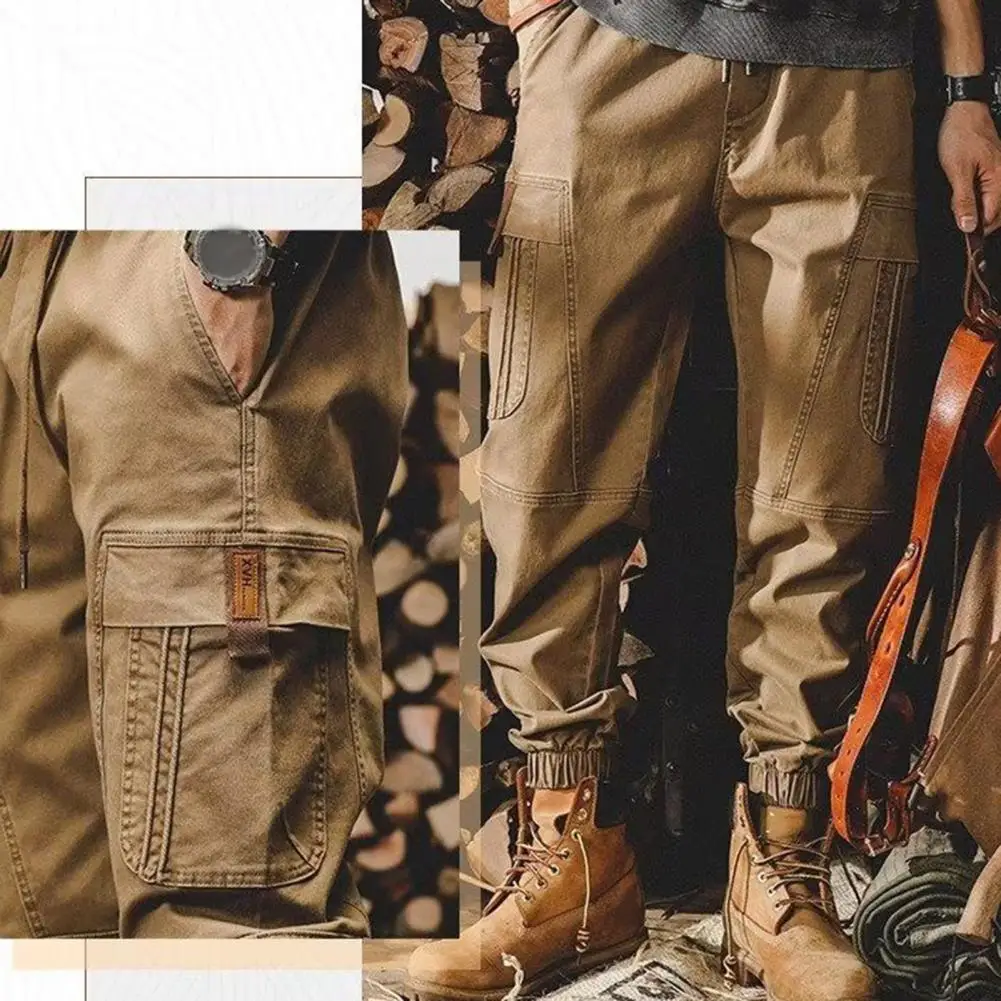 

Multi Pockets Pants Stylish Men's Cargo Pants with Multiple Pockets Elastic Waist Ankle-banded Design for High Street Outdoor