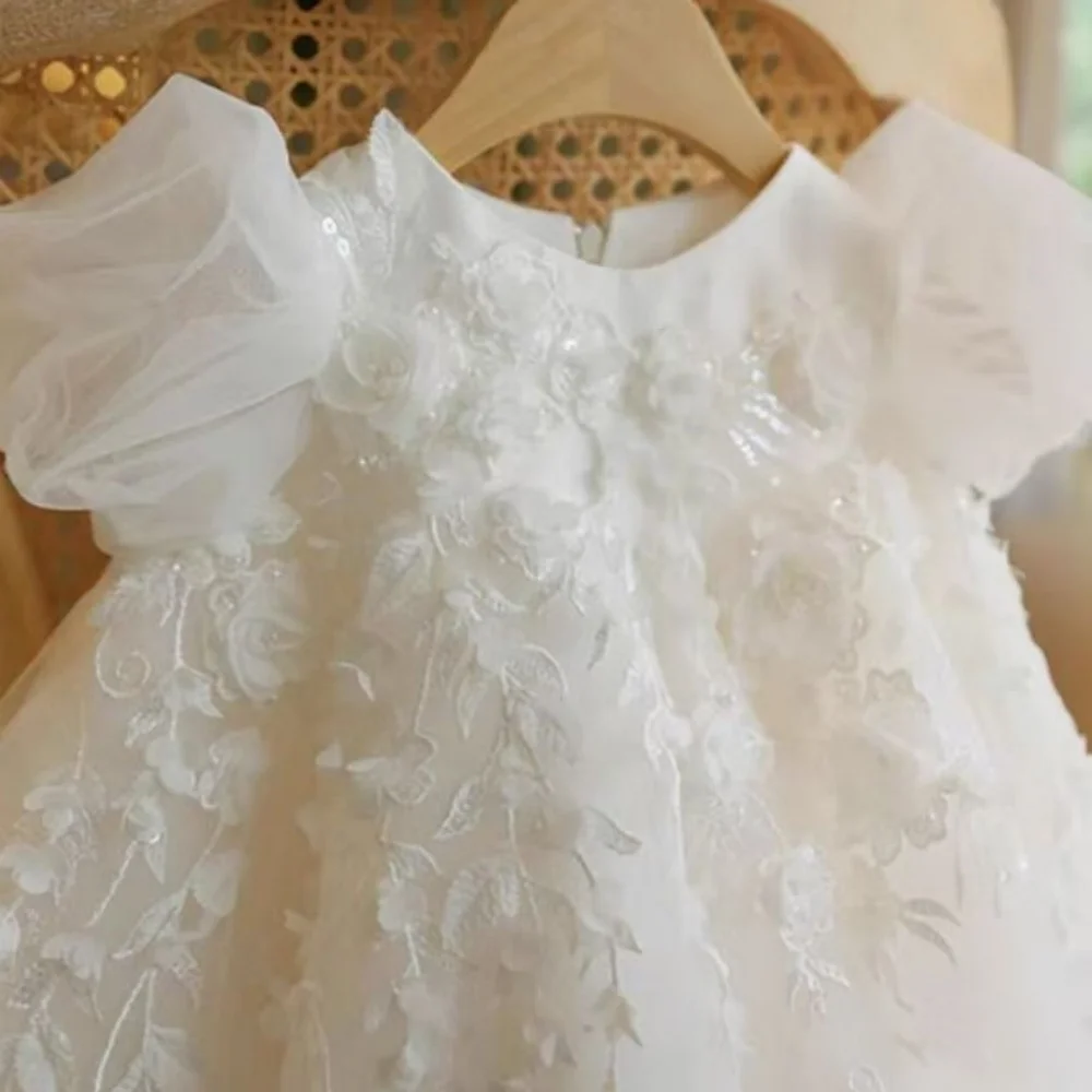One Year Old Baby Girl Dress 2026 New Summer High-end Children's Birthday Banquet Flower Girl Wedding Dress Princess Dress