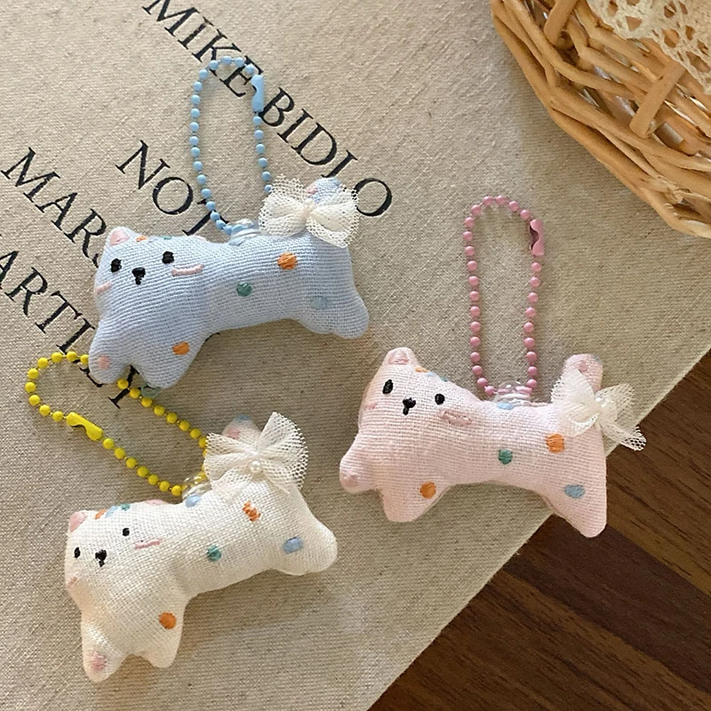 Kawaii брелок с изображением кота, кролика и медведя, мультяшный плюшевый брелок для ключей, милый держатель для ключей, подвесное украшение, подарок на день рождения