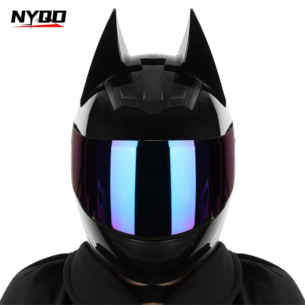 

HNJ F939-MAX Bat Ears Motorcycle Helmets Horn Breathable Bell Motorbike Safety Full Helmet Motocross Racing Man Cascos Para Moto