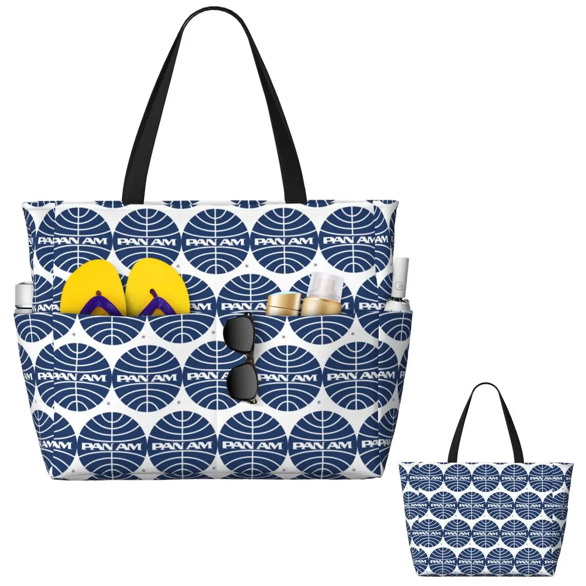 

Pan Am Mid 1950s Globe Перевернутая пляжная сумка-тоут Спортивная сумка для занятий йогой в тренажерном зале Большая сумка-тоут Женская дорожная сумка Сумка для фитнеса