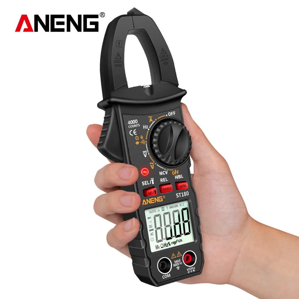 ANENG ST180 Digital Clamp Meter Multimeter 4000 Counts Uto AC/DC Current Ammeter Voltage Tester Car Amp Hz NCV Ohm Voltage Meter