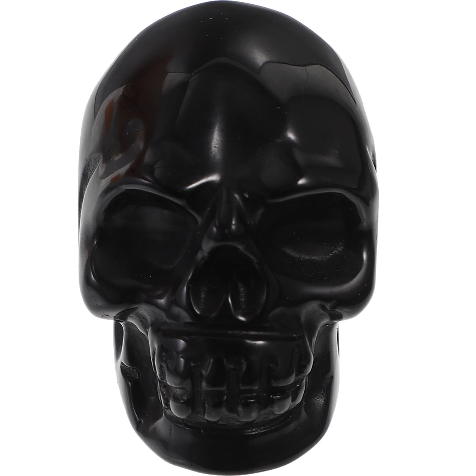 

Obsidian Skull Head Halloween Prop High Texture Realistic Scary Skull Decor Party Photo Background Haunted Layout Prop