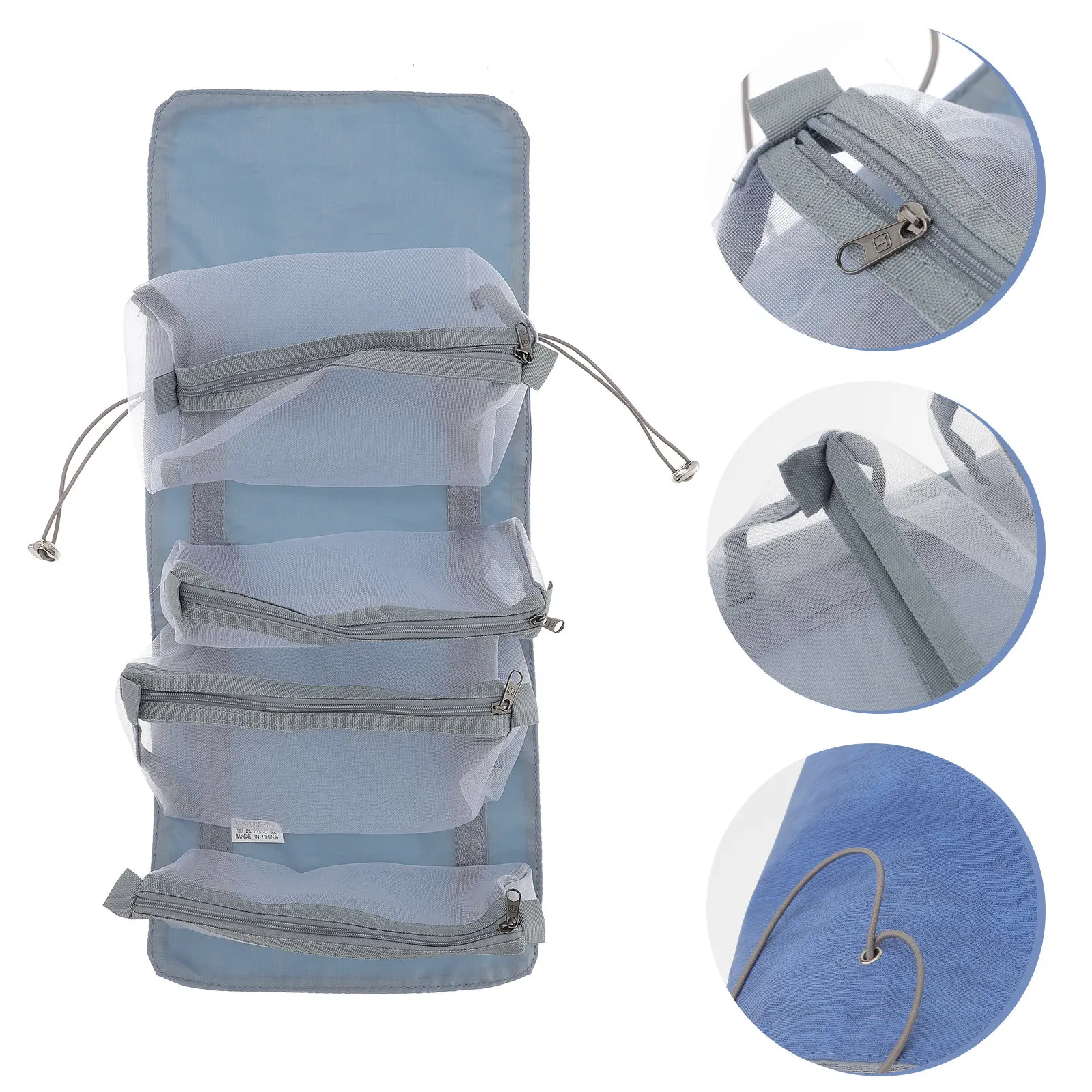

4-in-1 Multi-Compartment Roll-Up Bag PU Detachable Hanging Design Large Capacity Makeup Storage Toiletry
