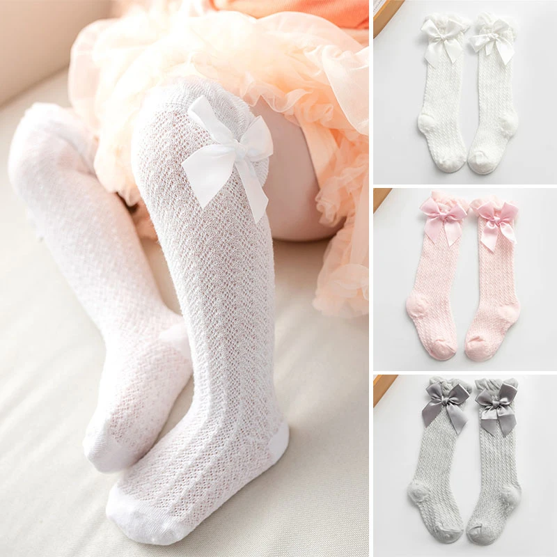 

1 Pair Infant Baby Knee High Socks Newborn Girls Cute Bow Knot Stockings Socks Soft Children Toddler Leg Warmers 0-3years