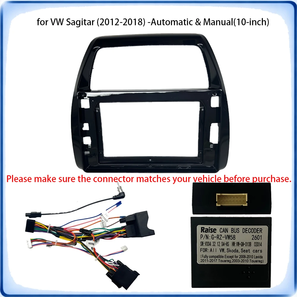 Car Radio Fascia Frame For VW Sagitar Jetta MK6 Auto/Manual 2012-2018 10 inch With Canbus & Wiring Harness Car Accessories