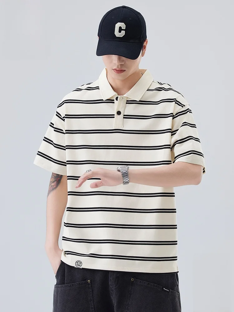 

Футболка Paul Frank с коротким рукавом, в полоску, свободного кроя, летняя, повседневная, модная, из смесового полиэстера и хлопка, молодежная, популярная модель