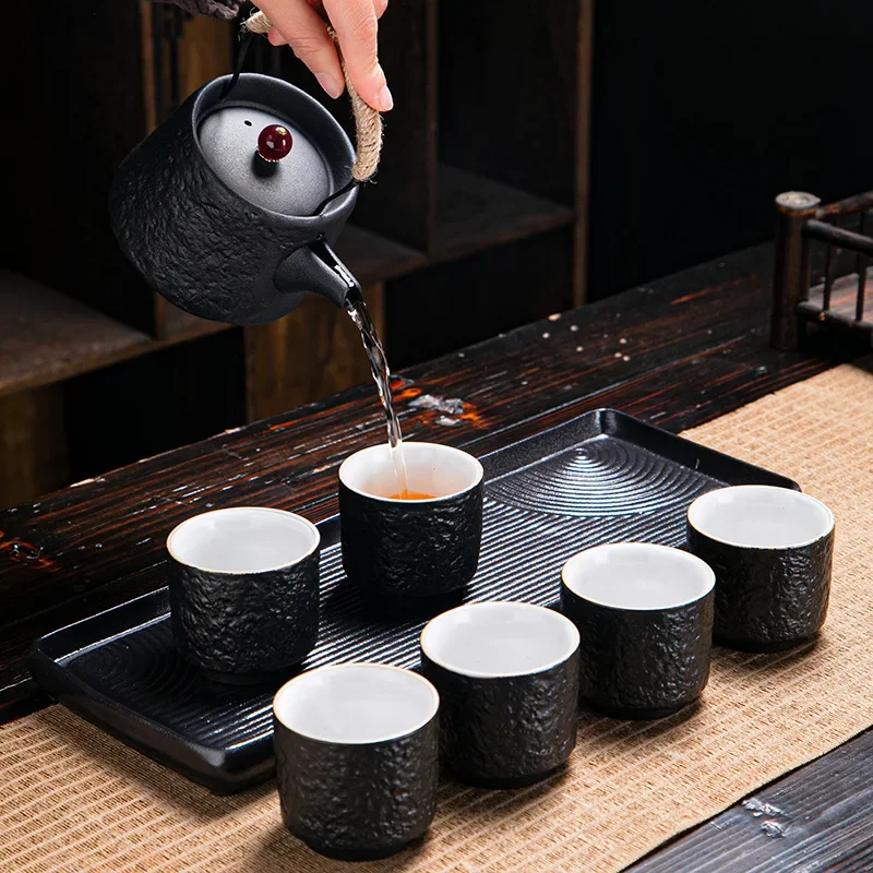 Dry bubble tray ceramic simple whole piece Chinese and Japanese tea table water storage tea tray retro home 3
