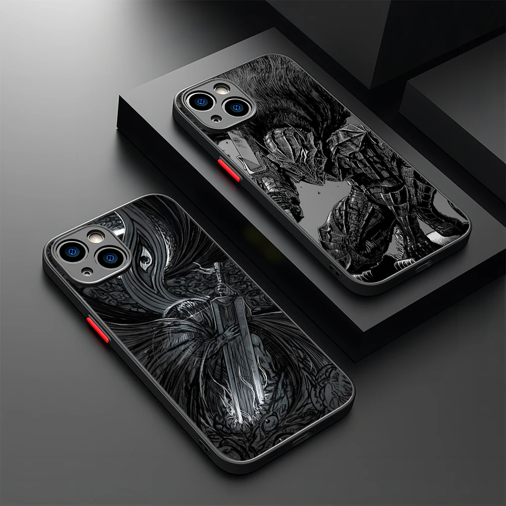 HOT Berserks Guts Anime Phone Case For iPhone 15 14 13 12 11 Pro Max X XR XSMax 7 8 Plus Matte Transparent Back Cover