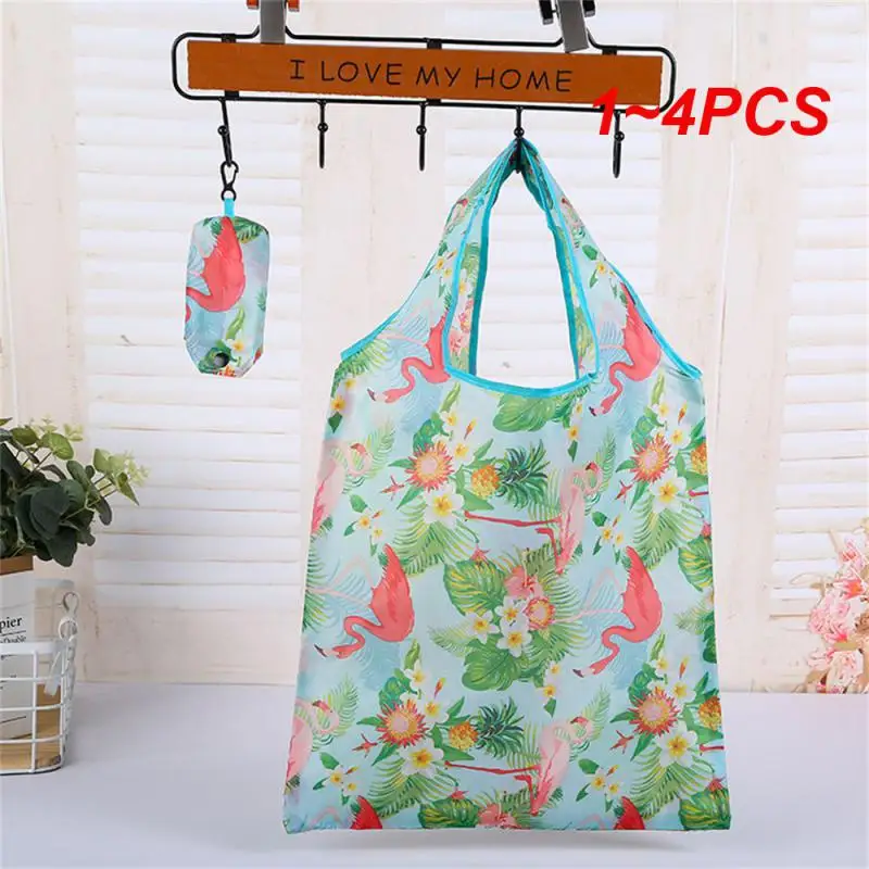 1~4PCS Shopping Bag Fashionable Foldable Durable Polyester Folding Bag Storage Bags Feature Recyclable Bag Easy To Carry