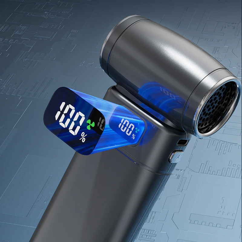 Electric Violent Fan Portable Air Blower Vacuum Dust Cleaner Charging Strong Winds Mini Turbo Jet Fan Brushless Blower Dry LED