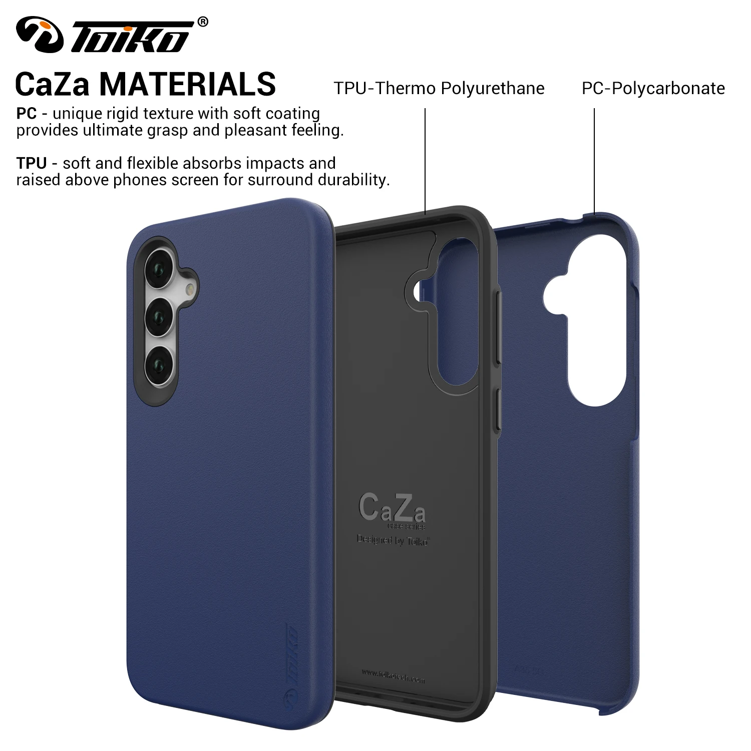 TOIKO CaZa 2 in 1 Protective Case for Samsung Galaxy A15 A25 A35 A55 5G Phone Cover Shockproof TPU PC Rugged Armor Bumper Shell