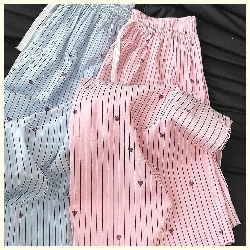 Women's Pajama Pants Summer Cotton Comfortable Sleepwear Home Lounge Pants Casual Striped Print