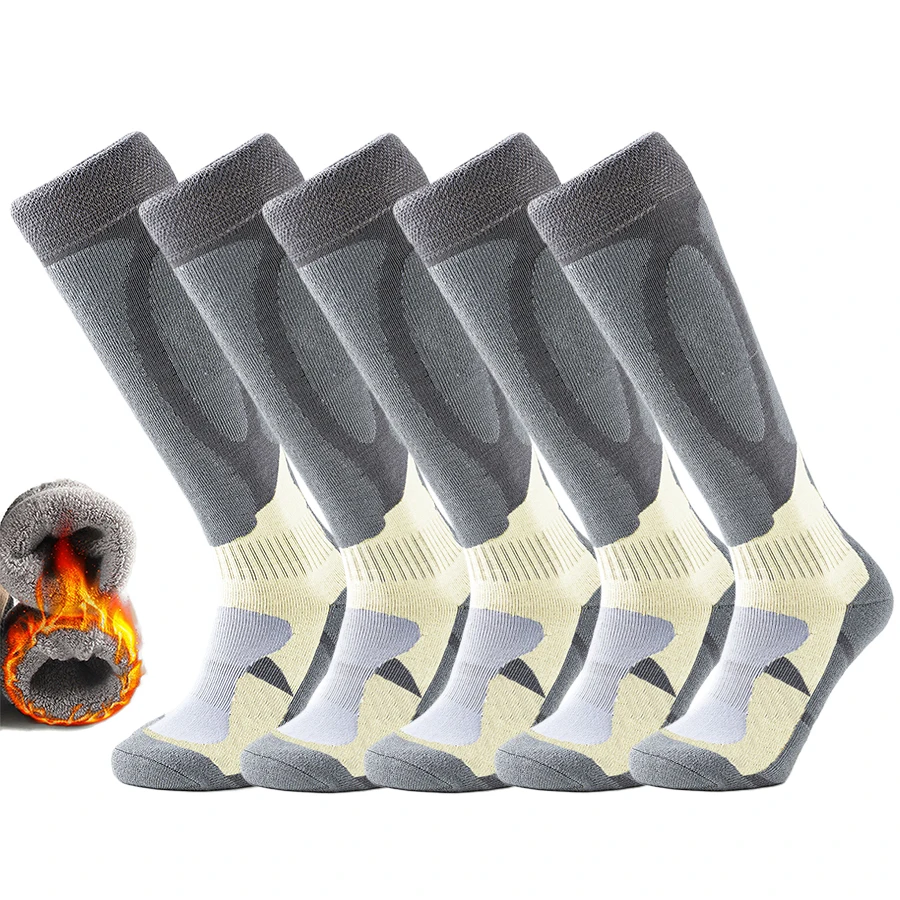 جوارب تزلج مضغوطة للجنسين، قبضة غير قابلة للانزلاق، معزولة حراريًا ومسامية ومضادة للصدمات مع قاعدة منشفة للرياضات الشتوية #6